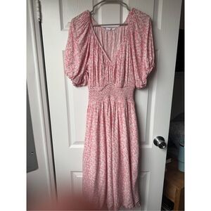 GAP Large Midi Pink Ditsy Floral Dress Cottage Dainty Girly Microprint